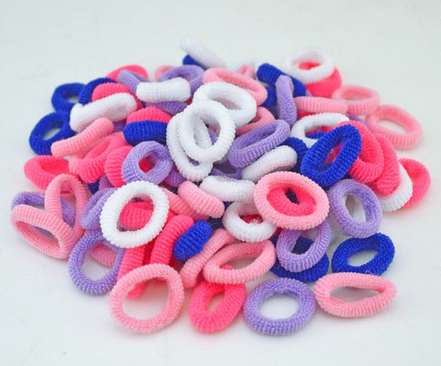 Wholesale 100 Pcs Colorful Child Kids Hair Holders Cute Rubber Hair Band Elastics Accessories Girl Charms Tie Gum