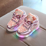 2017 Kids Casual Lighted Shoes Girls Glowing Sneakers Children Star Print Shoes With Led Light Baby Girl Lovely Boots
