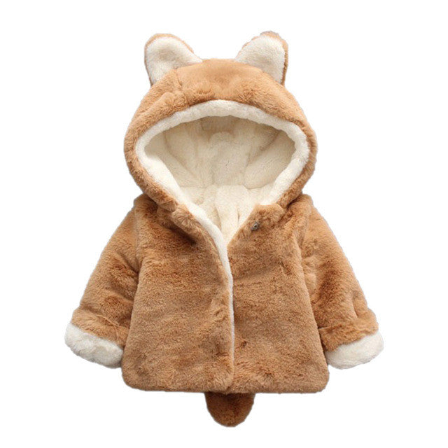 2017 Cute Winter Autumn Kids Baby Girl Hooded Cloak Jacket Thick Clothes Warm Coat Infant Princess Velvet Outerwear Coats