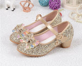 Children's Sequins Shoes Enfants 2018 Baby Girls Wedding Princess Kids High Heels Dress Party Shoes For Girl Pink Blue Gold