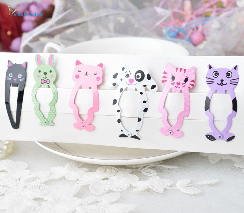 6PCS/Lot New Little Girl Cute Cartoon Animal Barrettes Kid Headwear Hair Clip Children Gift Hair Accessories Snap Clips Hairpins