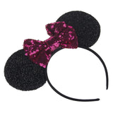 New Fashion Minnie Mouse Ears Hairband With Sequin Hair Bows For Kids Girls Cute Bling Bow Headband Hair Hoop Hair Accessories