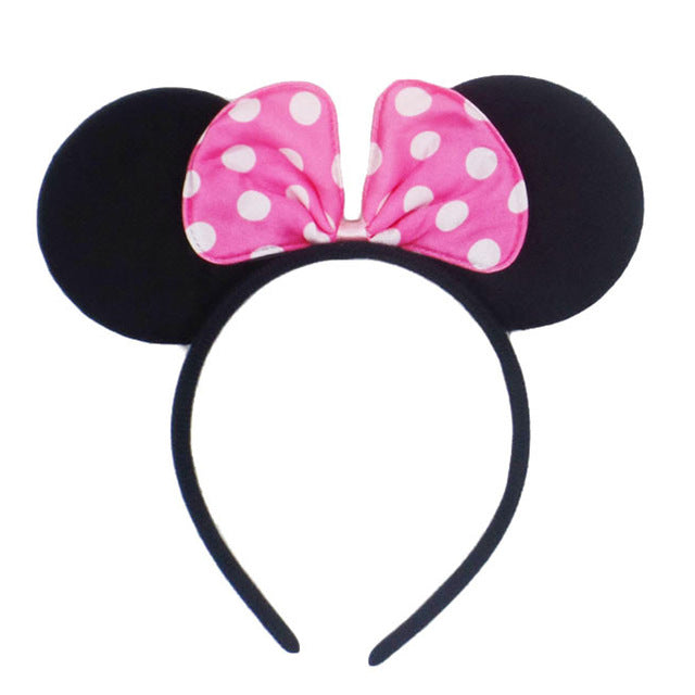 New Fashion Minnie Mouse Ears Hairband With Sequin Hair Bows For Kids Girls Cute Bling Bow Headband Hair Hoop Hair Accessories