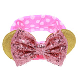 New Fashion Minnie Mouse Ears Hairband With Sequin Hair Bows For Kids Girls Cute Bling Bow Headband Hair Hoop Hair Accessories