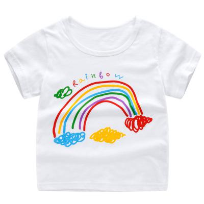 2018 Summer Girls & Boys Short Sleeve T Shirts Cartoon Print T-shirt Striped Tee Shirt Cotton Girls Tops For Kids Clothing