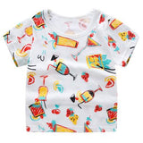 2018 Summer Girls & Boys Short Sleeve T Shirts Cartoon Print T-shirt Striped Tee Shirt Cotton Girls Tops For Kids Clothing