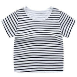 2018 Summer Girls & Boys Short Sleeve T Shirts Cartoon Print T-shirt Striped Tee Shirt Cotton Girls Tops For Kids Clothing
