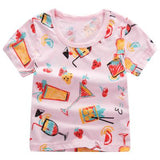 2018 Summer Girls & Boys Short Sleeve T Shirts Cartoon Print T-shirt Striped Tee Shirt Cotton Girls Tops For Kids Clothing
