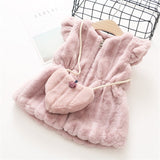 0-6 years 2018 autumn winter fashion Solid warm kid children baby girl clothing jacket outerwear coat baby girl vest with bag