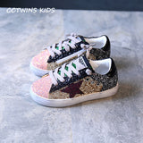 CCTWINS KIDS 2018 Toddler Baby Glittler Shoe Girl Star White Sneaker Boy Sport Shoe Kid Child Causal Trainer Sequin Flat F1550