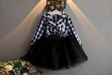 AiLe Rabbit  Girls Tutu Dresses Spring Autumn Full Sleeve Children's Clothing Plaid Lace Dress Outfits Kids Clothes k1