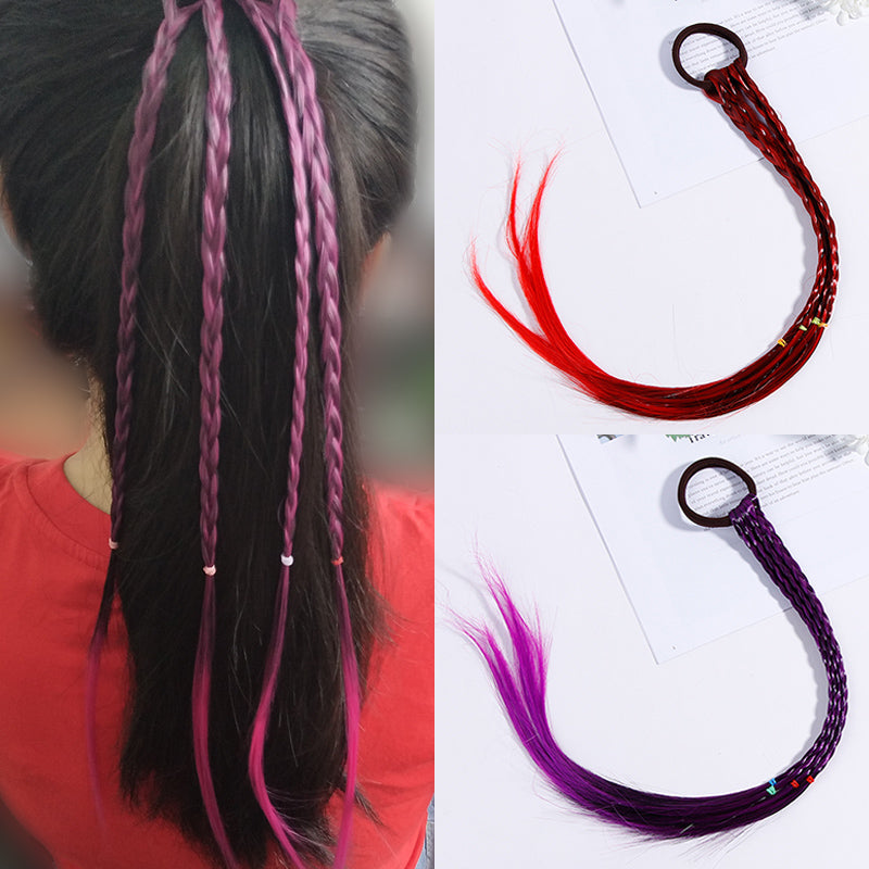 New Girls Colorful Wigs Ponytail Hair Ornament Headbands Rubber Bands Beauty Hair Bands Headwear Kids Hair Accessories Head Band