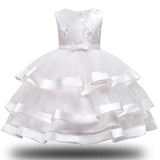 Flower Cake tutu Kids Clothing Elegent hand beading Girls Dresses for Children Princess Party Custumes 2-10 Years