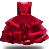 Flower Cake tutu Kids Clothing Elegent hand beading Girls Dresses for Children Princess Party Custumes 2-10 Years
