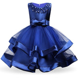 Flower Cake tutu Kids Clothing Elegent hand beading Girls Dresses for Children Princess Party Custumes 2-10 Years