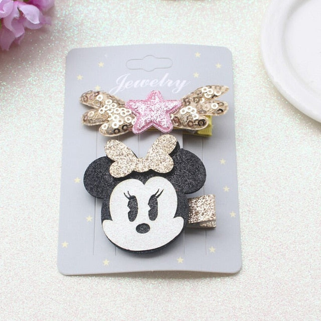 Cute children Hairpin Handmade Cartoon Minnie Mouse Ear Bowknot Wings stars hair clips Accessories kids girls Barrettes headwear