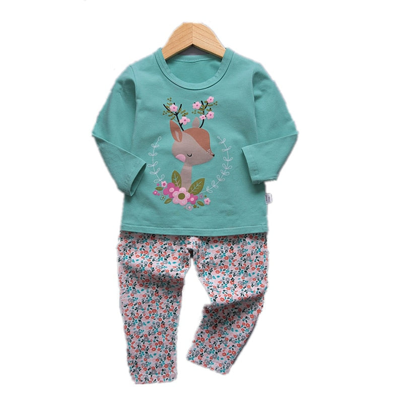 VIDMID 1-9Y girls pajamas clothing sets kids t-shirts and pants baby girls underwear sets for girl sleepwear suit set  4049 02
