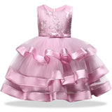 Flower Cake tutu Kids Clothing Elegent hand beading Girls Dresses for Children Princess Party Custumes 2-10 Years