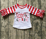 5 designs in stock Christmas Fall/winter baby girls Christmas raglans Christmas gift Christmas tree top tee kids wear clothing