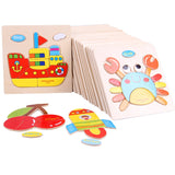 1pc Wooden 3D Puzzle Jigsaw Wooden Toys For Children Cartoon Animal Puzzles Intelligence Kids Children Educational Toy