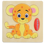 1pc Wooden 3D Puzzle Jigsaw Wooden Toys For Children Cartoon Animal Puzzles Intelligence Kids Children Educational Toy