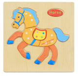 1pc Wooden 3D Puzzle Jigsaw Wooden Toys For Children Cartoon Animal Puzzles Intelligence Kids Children Educational Toy