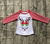 5 designs in stock Christmas Fall/winter baby girls Christmas raglans Christmas gift Christmas tree top tee kids wear clothing