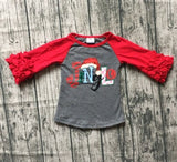 5 designs in stock Christmas Fall/winter baby girls Christmas raglans Christmas gift Christmas tree top tee kids wear clothing