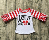 5 designs in stock Christmas Fall/winter baby girls Christmas raglans Christmas gift Christmas tree top tee kids wear clothing