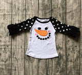 5 designs in stock Christmas Fall/winter baby girls Christmas raglans Christmas gift Christmas tree top tee kids wear clothing