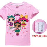 2018 NEW ARRIVAL Cute lol T Doll T-shirts Summer Top O-neck 100% Cotton Girls Clothes Kids tshirt Cartoon Teen Summer Clothing