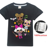 2018 NEW ARRIVAL Cute lol T Doll T-shirts Summer Top O-neck 100% Cotton Girls Clothes Kids tshirt Cartoon Teen Summer Clothing