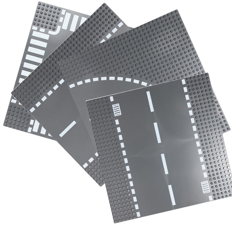 City Road Street Base Plate Straight Crossroad Curve T-Junction Compatible LegoING DIY Building Blocks Baseplate Parts Sets Toys