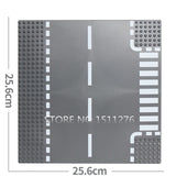 City Road Street Base Plate Straight Crossroad Curve T-Junction Compatible LegoING DIY Building Blocks Baseplate Parts Sets Toys