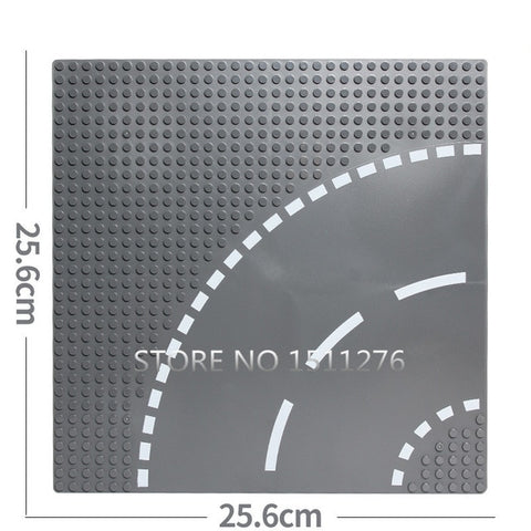 City Road Street Base Plate Straight Crossroad Curve T-Junction Compatible LegoING DIY Building Blocks Baseplate Parts Sets Toys