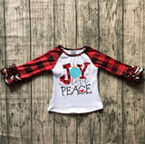 5 designs in stock Christmas Fall/winter baby girls Christmas raglans Christmas gift Christmas tree top tee kids wear clothing