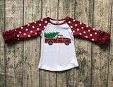 5 designs in stock Christmas Fall/winter baby girls Christmas raglans Christmas gift Christmas tree top tee kids wear clothing