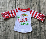 5 designs in stock Christmas Fall/winter baby girls Christmas raglans Christmas gift Christmas tree top tee kids wear clothing