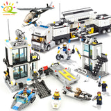 536pcs Building Blocks Police Station Prison Figures Compatible Legoing City Enlighten Bricks Toys For Children Truck Helicopter