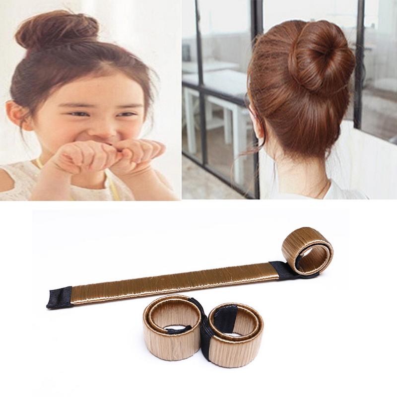 42cm Girls Wig Hair Curls Accessories Bud Ball Hair Band French Periwig Tool Twist Kids Bun Maker Child Drop Ship