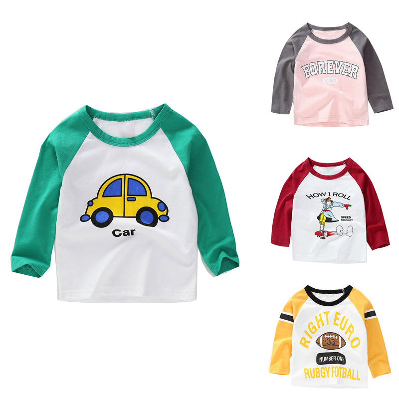 New Spring Boys Girls T Shirts Children Tees Boy Girl Long Sleeve Shirts Cotton Kids Tops Baby Clothing 12M-8Y Casual