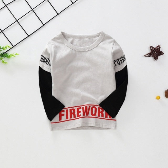 New Spring Boys Girls T Shirts Children Tees Boy Girl Long Sleeve Shirts Cotton Kids Tops Baby Clothing 12M-8Y Casual