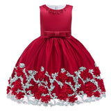 Flower Cake tutu Kids Clothing Elegent hand beading Girls Dresses for Children Princess Party Custumes 2-10 Years