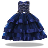 Flower Cake tutu Kids Clothing Elegent hand beading Girls Dresses for Children Princess Party Custumes 2-10 Years