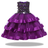 Flower Cake tutu Kids Clothing Elegent hand beading Girls Dresses for Children Princess Party Custumes 2-10 Years