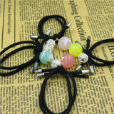 1PCS Lovely Clover Gray Ball Elastic Hair Bands Toys For Girls Handmade Bow Headband Scrunchy Kids Hair Accessories For Womens