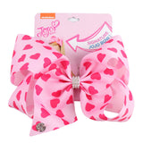 8" Large JoJo Bow W Hair Clip For Girls Kids Handmade Metalic Printed Ribbon Knot Jumbo Hair Bow Hair Accessories