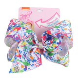 8" Large JoJo Bow W Hair Clip For Girls Kids Handmade Metalic Printed Ribbon Knot Jumbo Hair Bow Hair Accessories