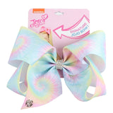 8" Large JoJo Bow W Hair Clip For Girls Kids Handmade Metalic Printed Ribbon Knot Jumbo Hair Bow Hair Accessories