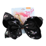 8" Large JoJo Bow W Hair Clip For Girls Kids Handmade Metalic Printed Ribbon Knot Jumbo Hair Bow Hair Accessories